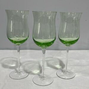 Lenox Gems Tulip wine glasses set of 3 lime green color